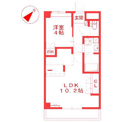 日向セントラルコート(1LDK/4階)の間取り写真