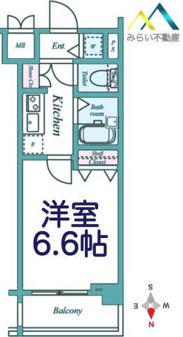 ドルチェ横浜桜木町(1K/2階)の間取り写真