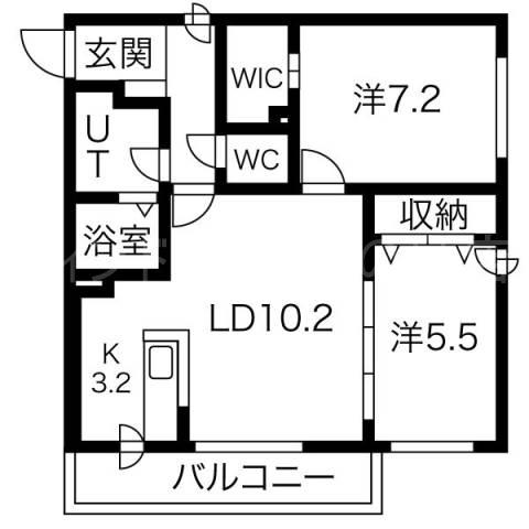 マーサ羊ヶ丘(2LDK/1階)の間取り写真