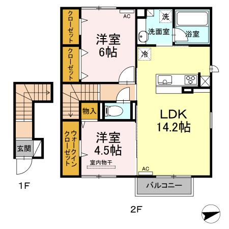 レジデンス東福原(2LDK/2階)の間取り写真