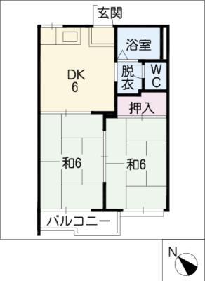 ハイツサンシャイン(2DK/2階)の間取り写真