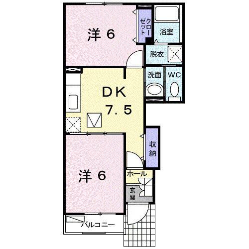 トラスト コート(2DK/1階)の間取り写真