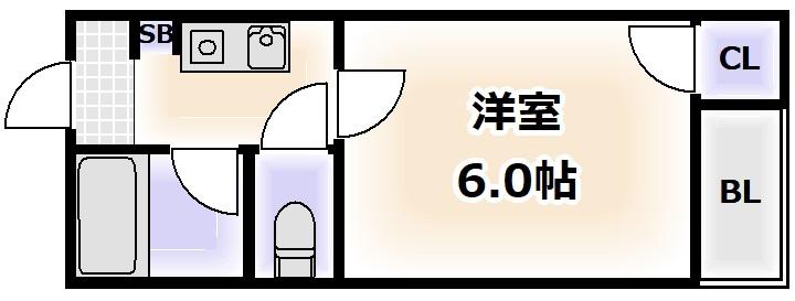 ロイヤルヴィラ昭和町(1K/6階)の間取り写真