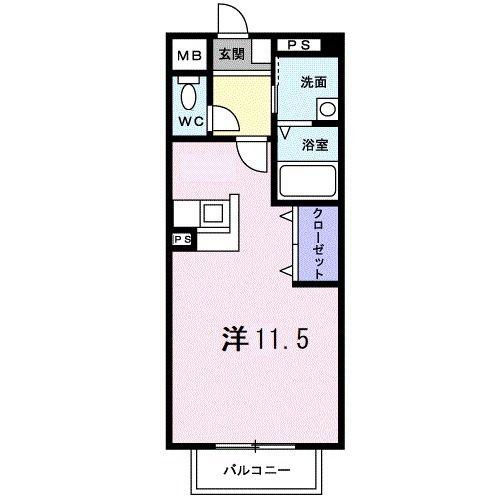 マーベラスK1A(ワンルーム/2階)の間取り写真