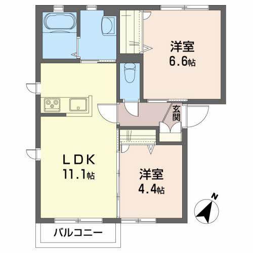 シャーメゾン下角A(2LDK/2階)の間取り写真
