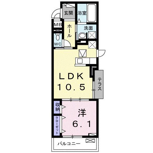 ヴィラプラシードII(1LDK/1階)の間取り写真