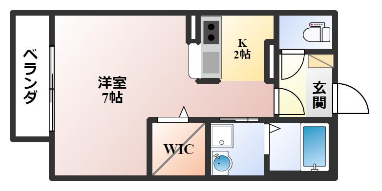 ビバス豊中(1K/2階)の間取り写真