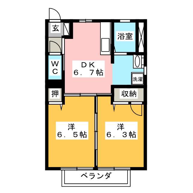 メゾンボナール B(2DK/2階)の間取り写真