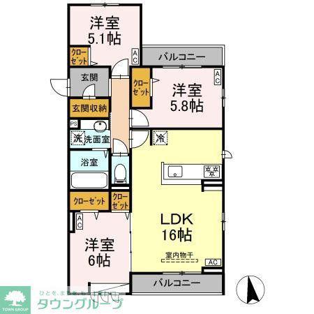 コルザ・フィオーレ(3LDK/2階)の間取り写真