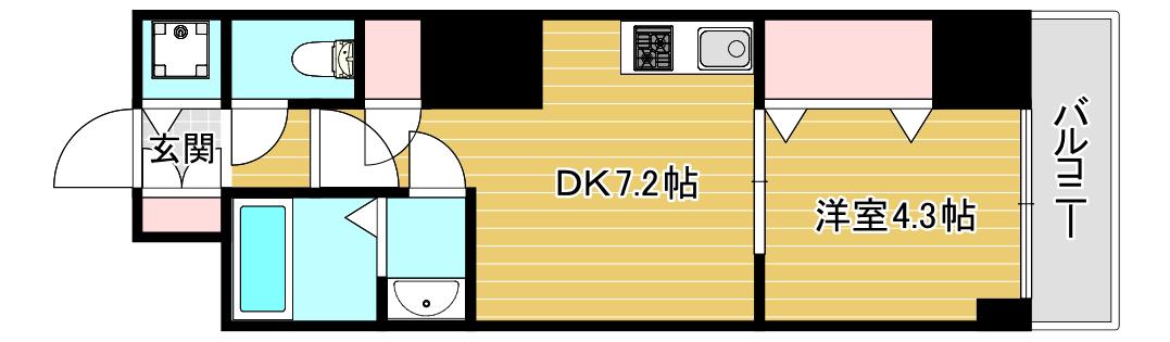 S-RESIDENCE堺筋本町UNO(1DK/10階)の間取り写真