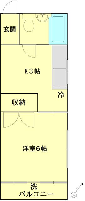 マンション西新宿(1K/3階)の間取り写真