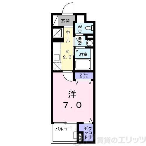 イースト ブルー(1K/1階)の間取り写真