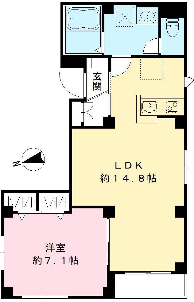 バンドール芝大門(1LDK/4階)の間取り写真