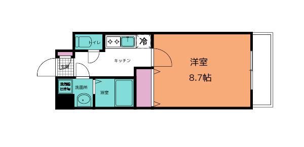 サンベルジュ(1K/4階)の間取り写真