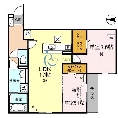 スペチアーレ巽中 C棟(2LDK/2階)の間取り写真
