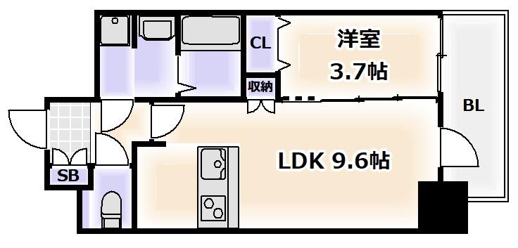プレサンス天王寺ノースヴィアーレ(1LDK/11階)の間取り写真