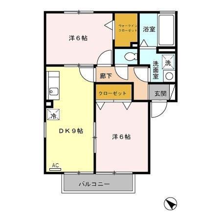 パストラル(2DK/2階)の間取り写真