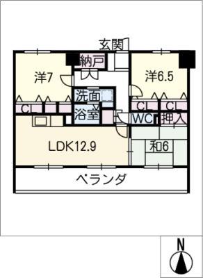 ブラエルメゾン青山1号棟(3LDK/9階)の間取り写真