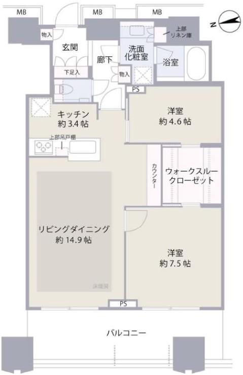 富久クロスコンフォートタワー(2LDK/41階)の間取り写真