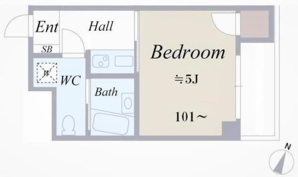 VILLA.1(1K/6階)の間取り写真