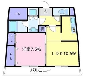 ヴァンティアン(1LDK/7階)の間取り写真