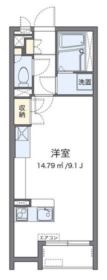 ミランダラフィーナII(ワンルーム/1階)の間取り写真
