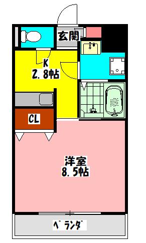 メイプルワン(1K/3階)の間取り写真