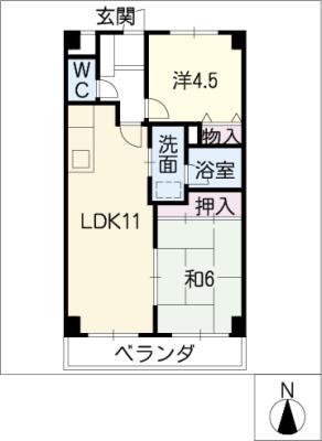 BUILD植田(2LDK/4階)の間取り写真