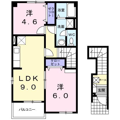 メゾン・メルヴェイユー(2LDK/2階)の間取り写真