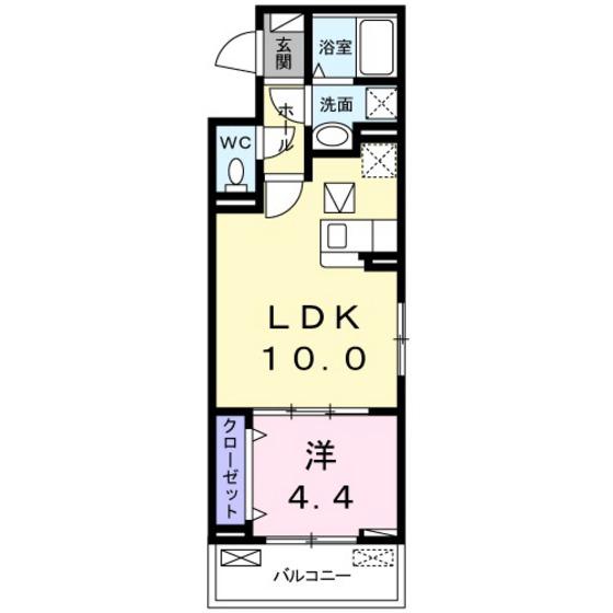 BELLE FONTAINE(1LDK/1階)の間取り写真