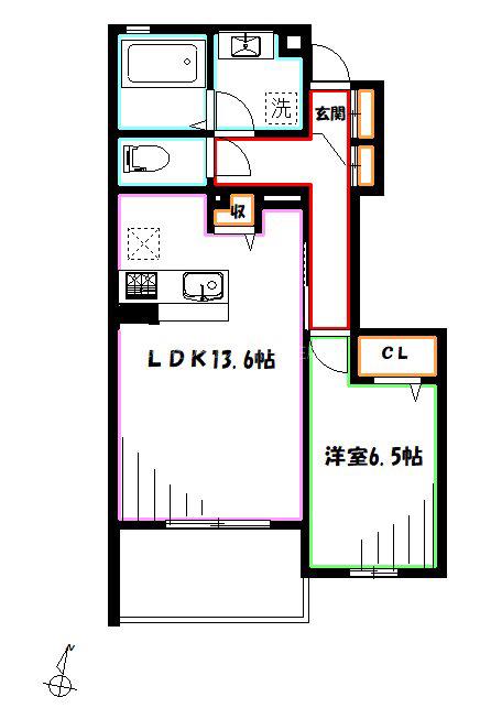シルフィッド S(1LDK/1階)の間取り写真