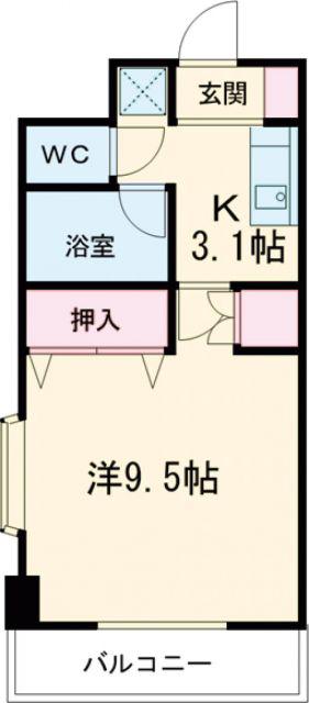 エストシエル(1K/9階)の間取り写真