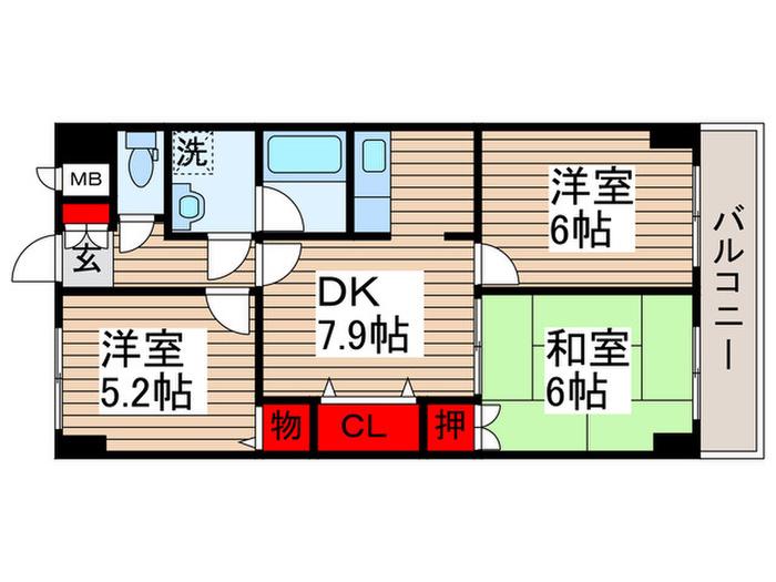 アビタシオン薮崎(3DK/5階)の間取り写真
