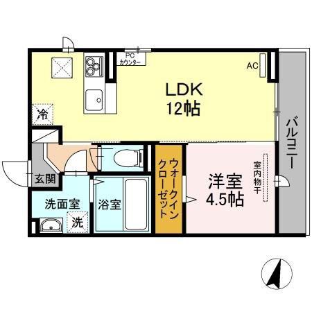 コート テラ(1LDK/1階)の間取り写真