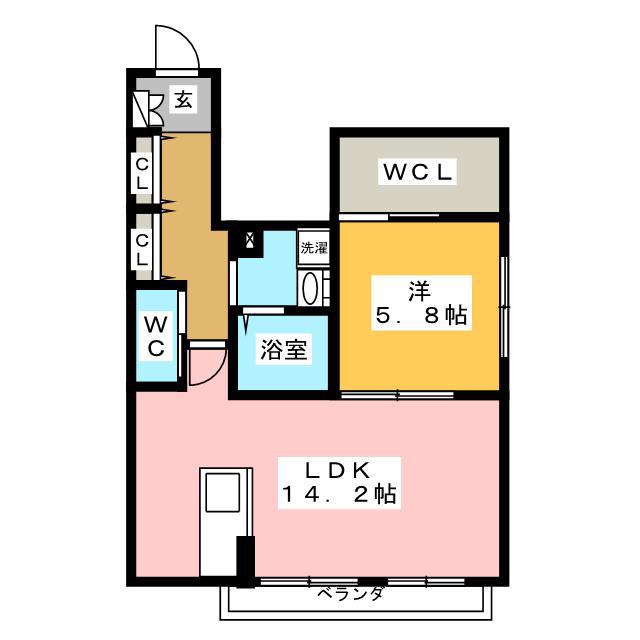 パークメゾン(1LDK/2階)の間取り写真