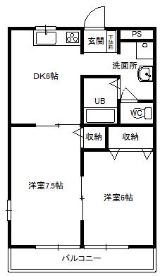 リブメゾン根岸II(2DK/2階)の間取り写真