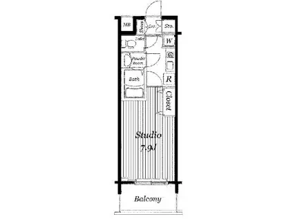 アーバイルプライムイースト(1K/4階)の間取り写真
