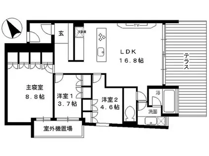 VISCONTI覚王山(3LDK/1階)の間取り写真