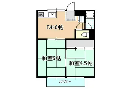 高塚コーポ(2DK/2階)の間取り写真