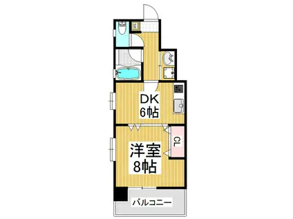 エスポワール三輪田町(1DK/4階)の間取り写真
