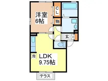 アイリスガーデン菰池C棟(1LDK/2階)の間取り写真