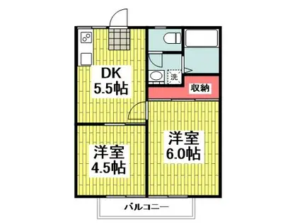 柴田ガーデンハイツE棟(2DK/2階)の間取り写真