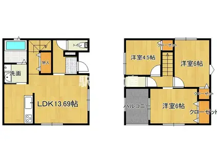 カーサグランデ(3LDK/1階)の間取り写真