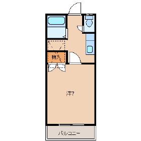 ウインディヒルズ堤(1K/2階)の間取り写真