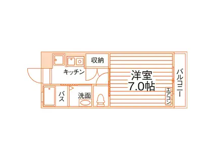 ロックフィル日の出(1K/2階)の間取り写真