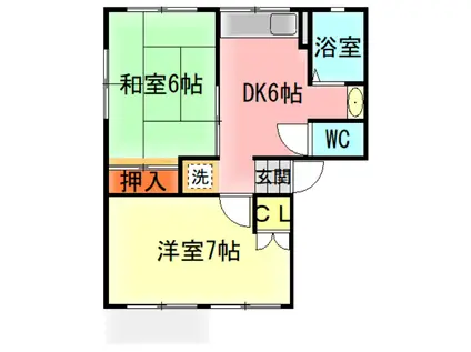 メゾンドジュネスII(2DK/2階)の間取り写真