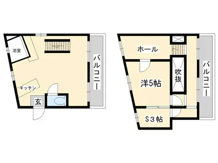 オーズハイツ新神戸(1SLDK/3階)の間取り写真
