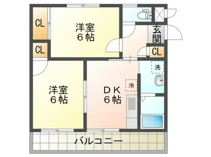 パークサイドN(2DK/1階)の間取り写真