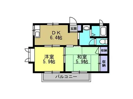 ひかりハイツ(2DK/2階)の間取り写真
