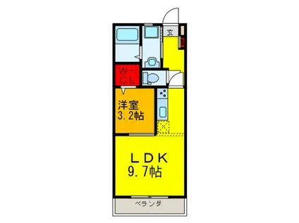LOTUS COURT新深江(1LDK/4階)の間取り写真